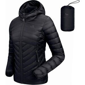 Women's Advanced Down Jacket - Packable Hooded Puffer for Supreme Warmth, Large